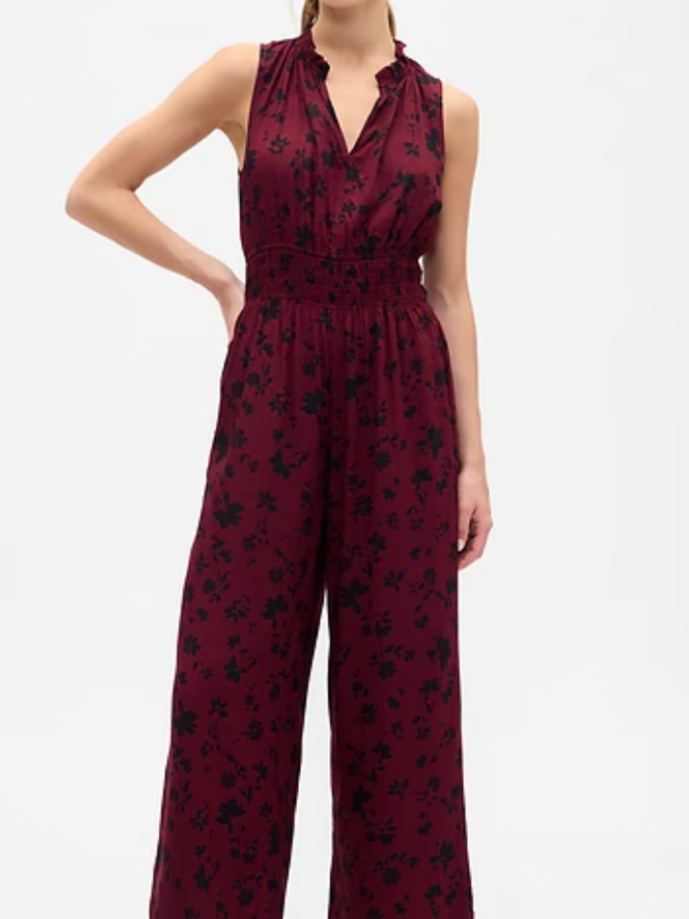XS cropped wide leg jumpsuit